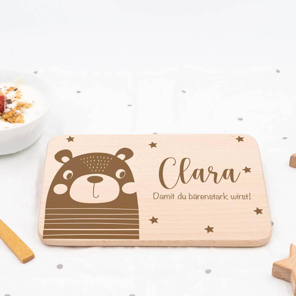 personalized bear breakfast board with custom name