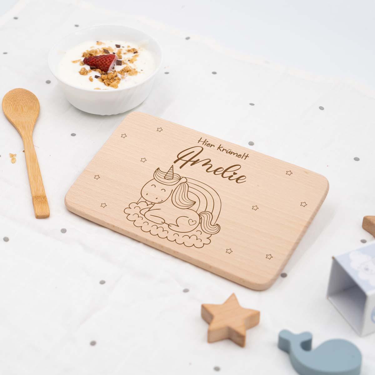 high-quality personalized unicorn breakfast board
