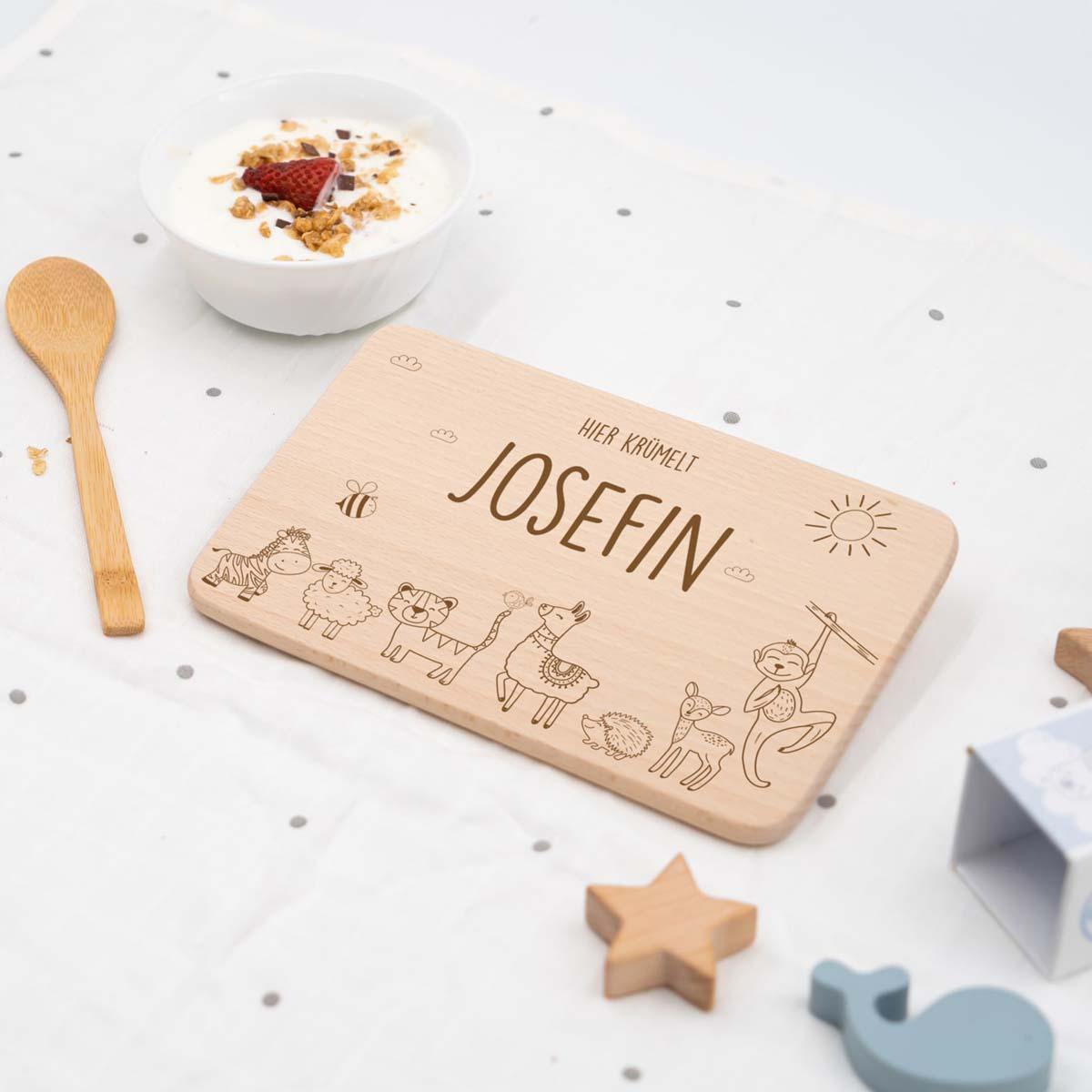 high-quality personalized tierfamilie breakfast board