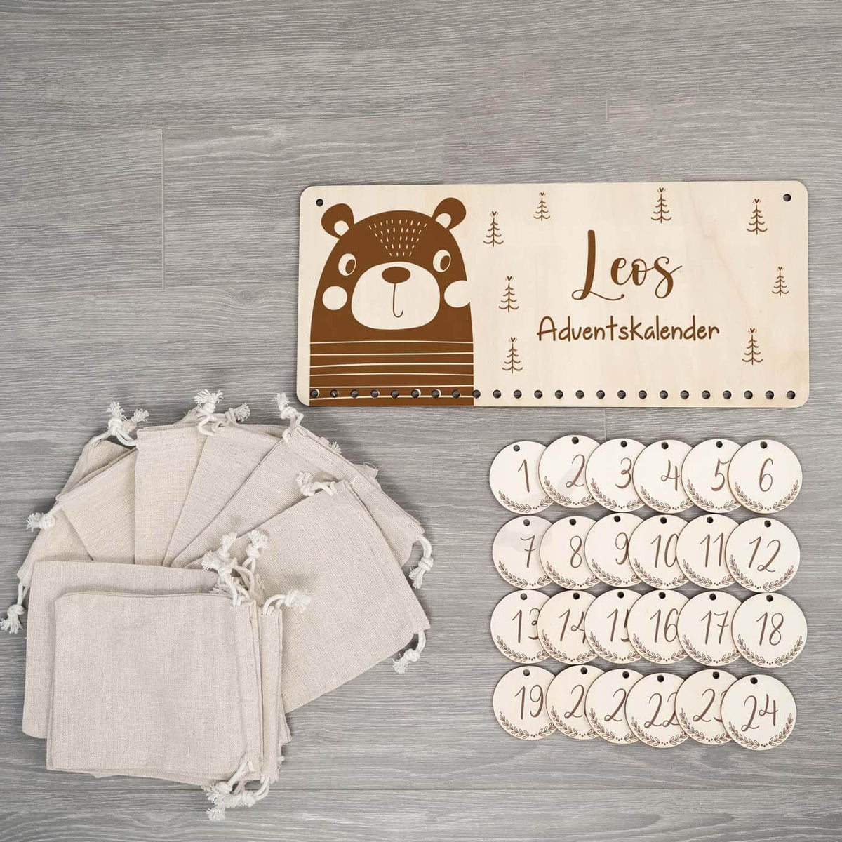 engraved bear advent calendar with custom name