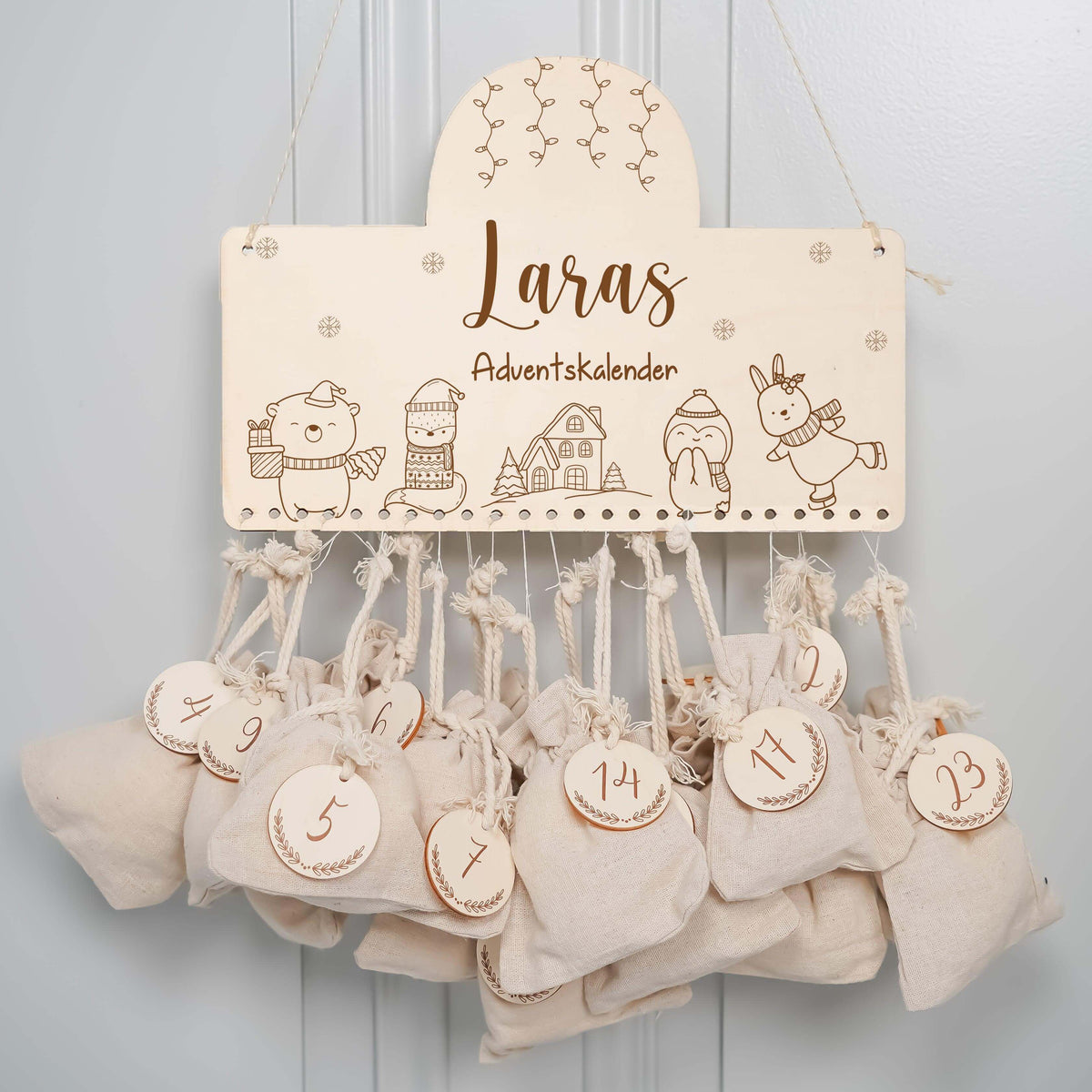 personalized advent calendar with christmas design