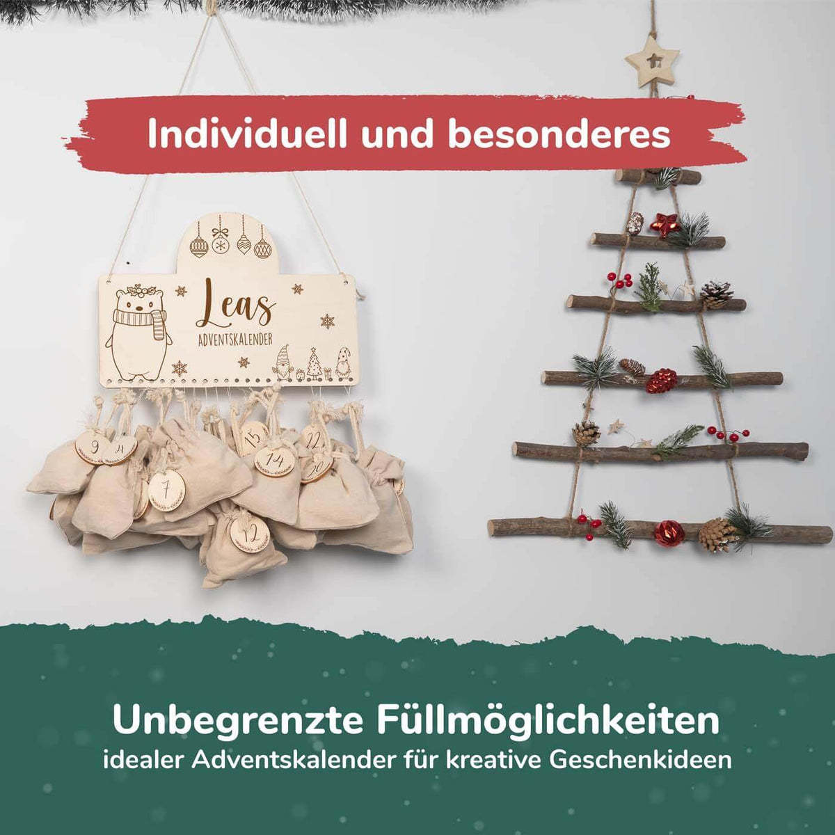high-quality personalized christmas bear advent calendar