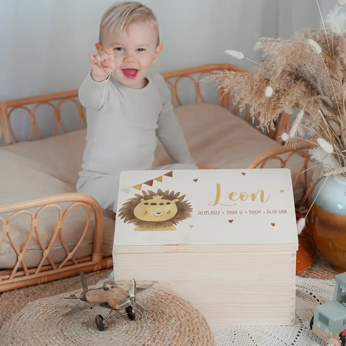 Erinnerungsbox Baby - Löwe Boho