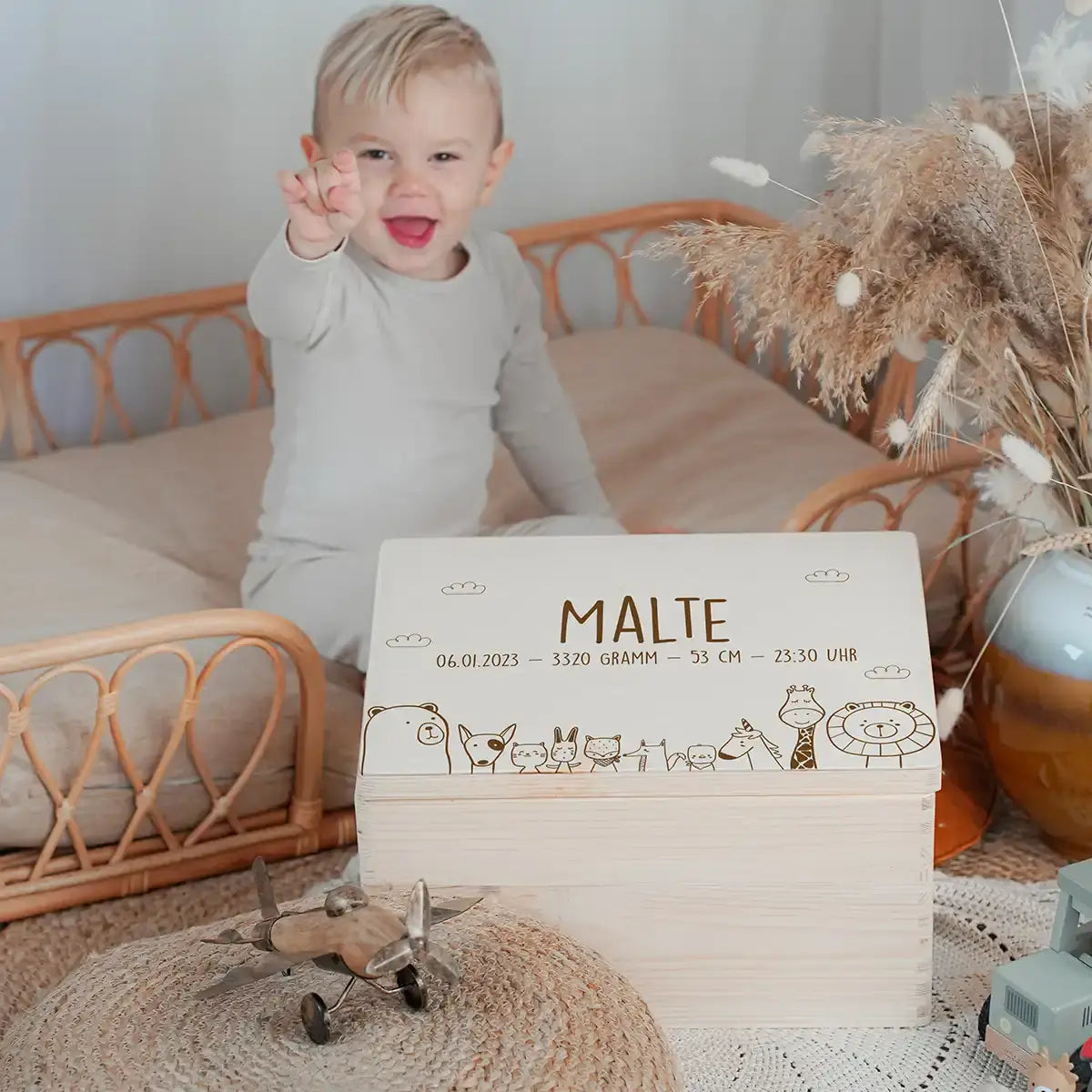 Erinnerungsbox Baby - Tierfamilie Jungle