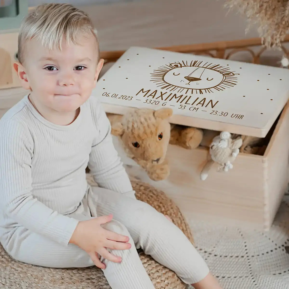 Erinnerungsbox Baby - Löwengesicht