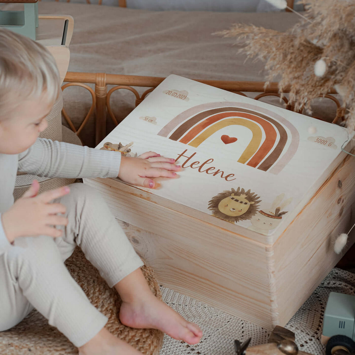 Erste Schritte Bundles- Boho Tierfamilie: Messlatte, Kindergarderobe, Erinnerungsbox
