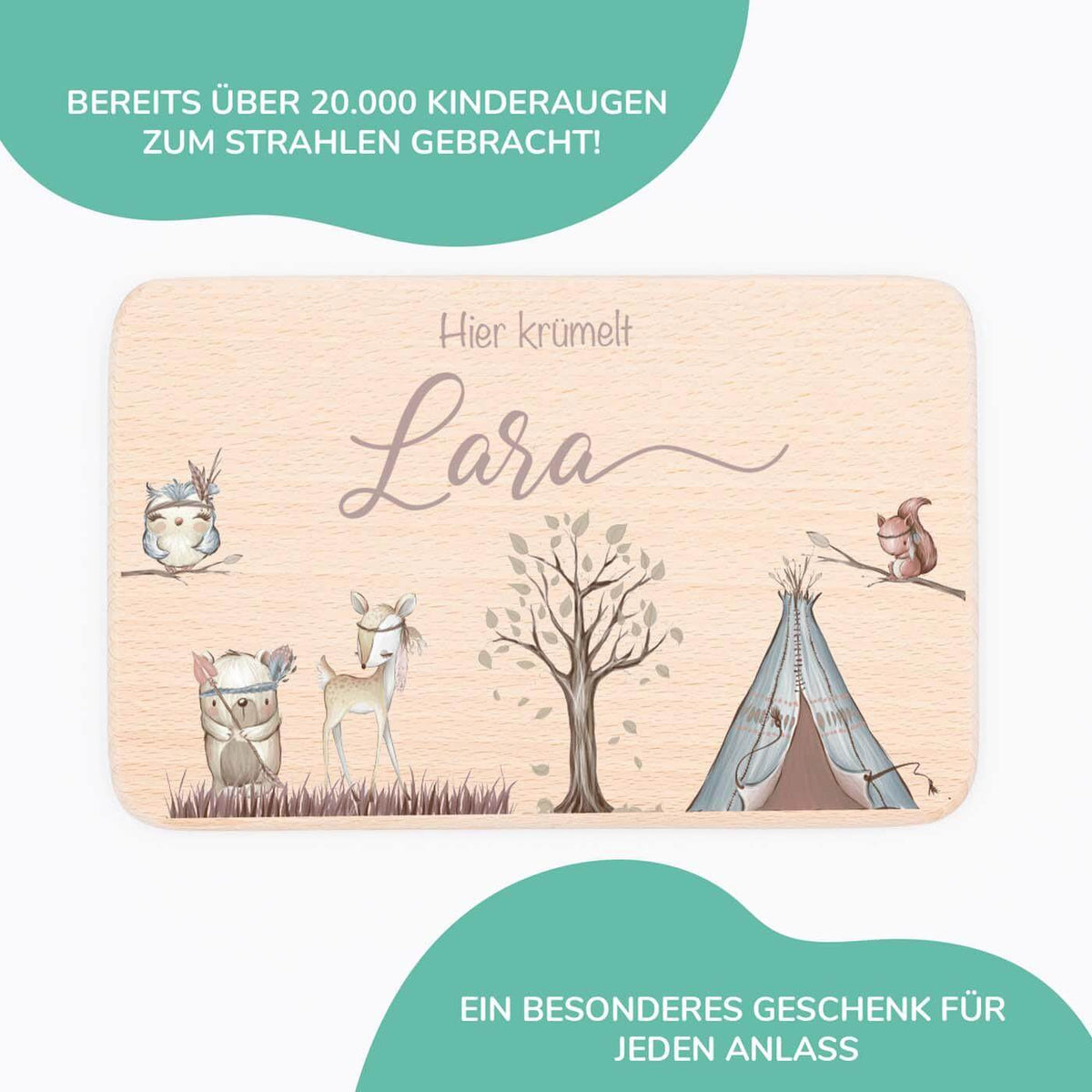 personalisiertes geschenk frühstücksbrettchen mit woodland design