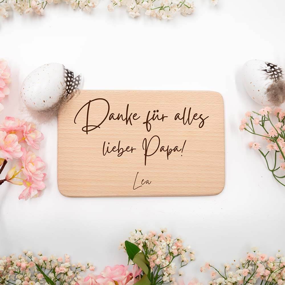 Frühstücksbrettchen Holz Danke für alles mit Gravur - Geschenk Vatertag