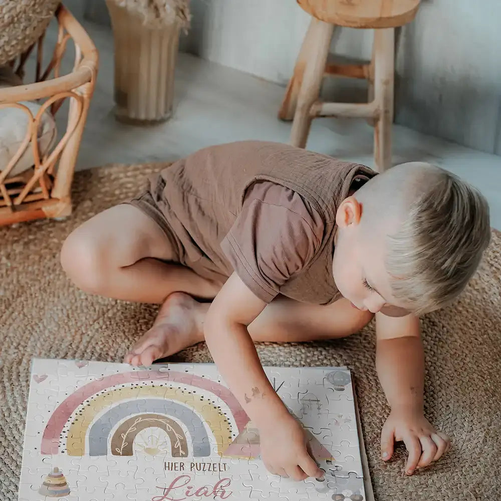 Kinderpuzzle personalisiert mit Namen - Regenbogen Tipi