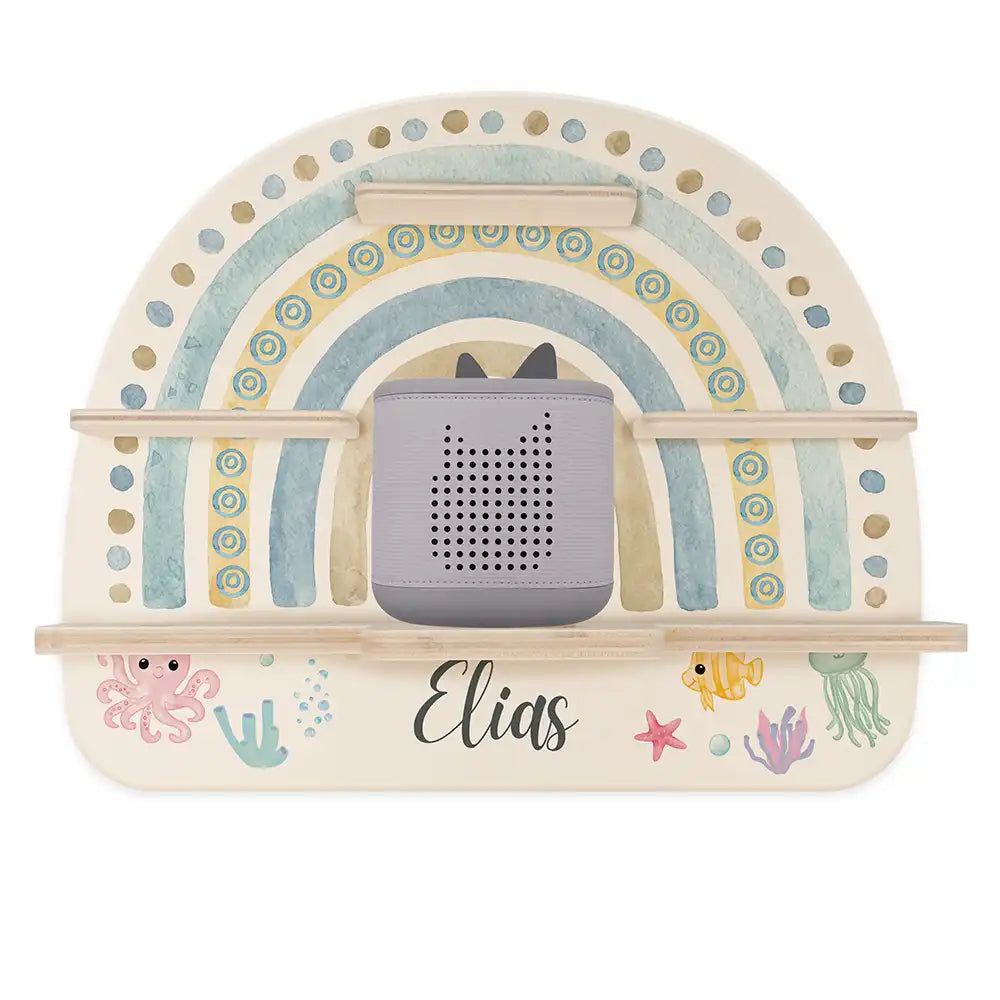 Tonie Regal aus Holz, Toniebox Regal personalisiert Regenbogen 10