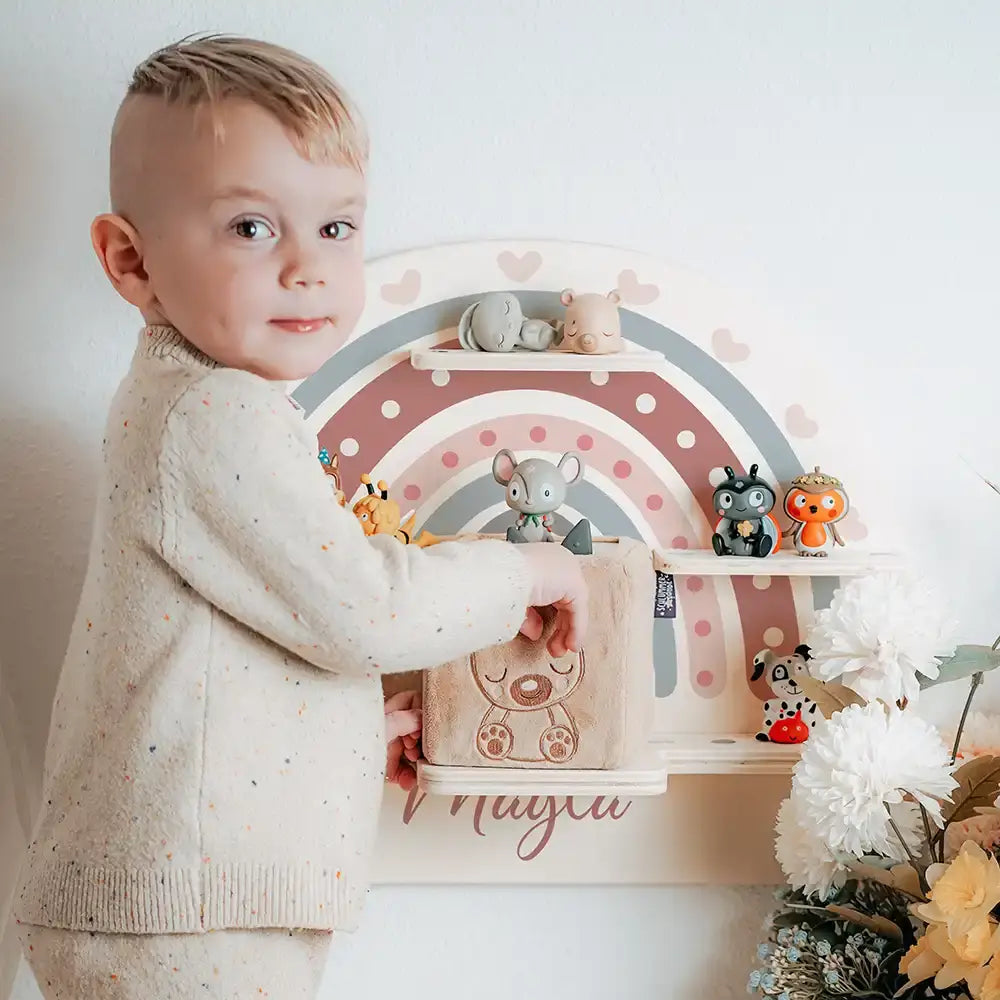 Tonie Regal aus Holz, Toniebox Regal personalisiert Regenbogen 5
