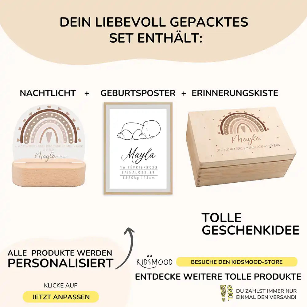 Geschenkset zur Geburt – Regenbogen | Baby Geschenk