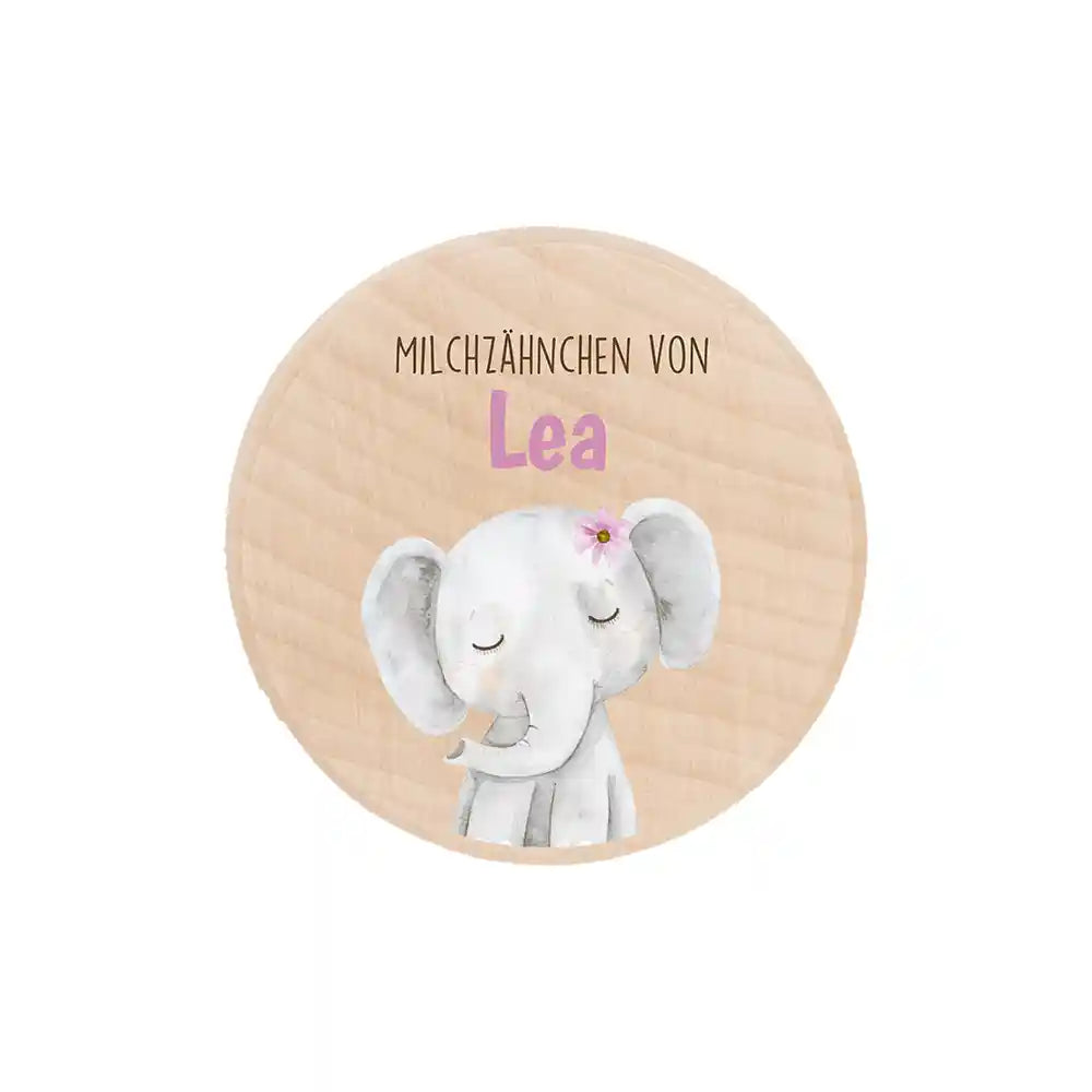 Milchzahndose personalisiert - Mädchen Elefant Motiv