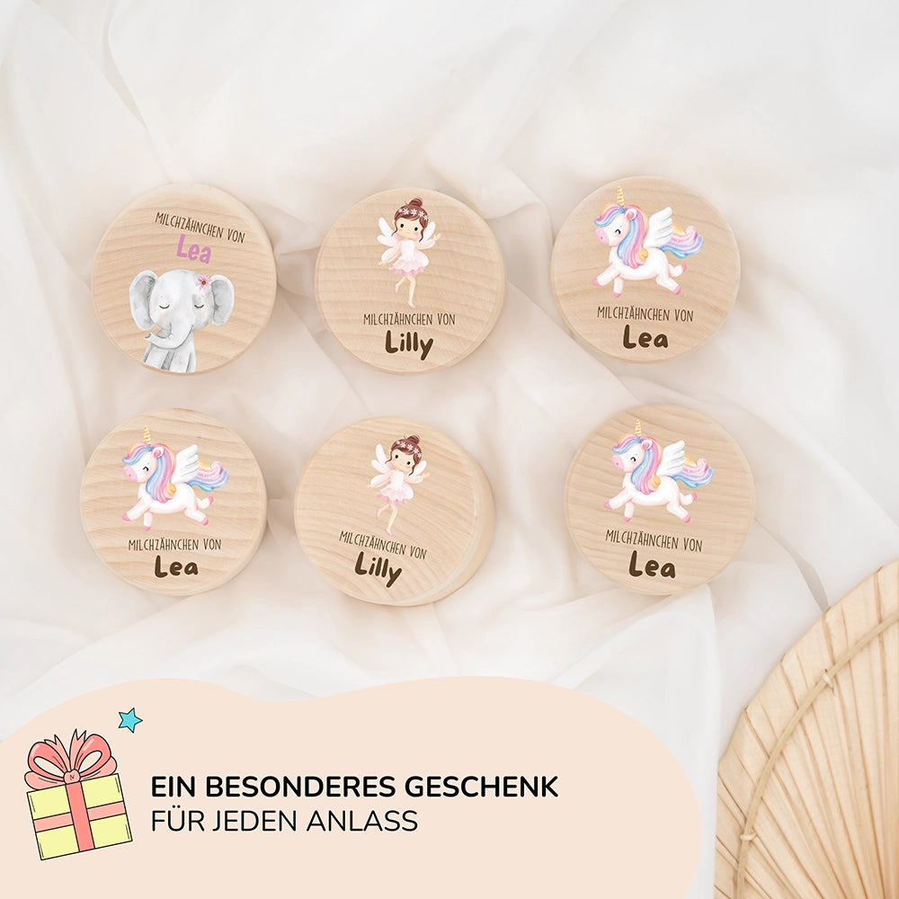 Milchzahndose personalisiert - Mädchen Elefant Motiv