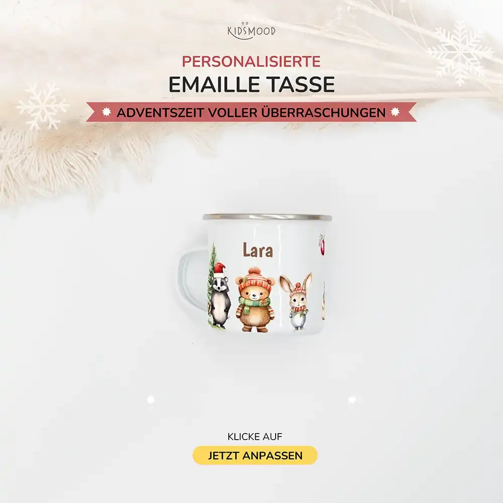 Emaille Tasse personalisiert Weihnachten - Liebevolle Weihnachten