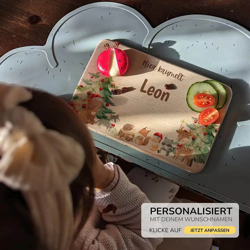 Frühstücksbrettchen Weihnachten - Niedliche Waldtiere