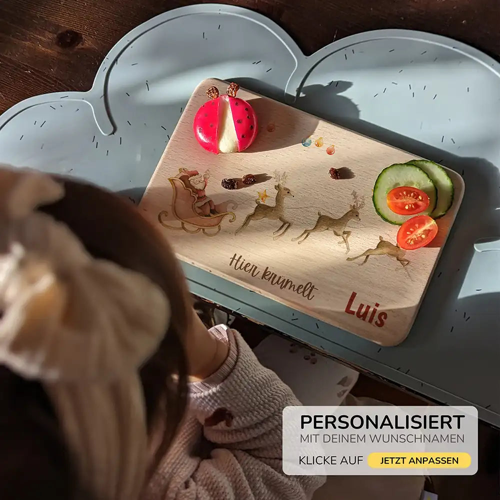 Frühstücksbrettchen Weihnachten - Rentier Schlitten