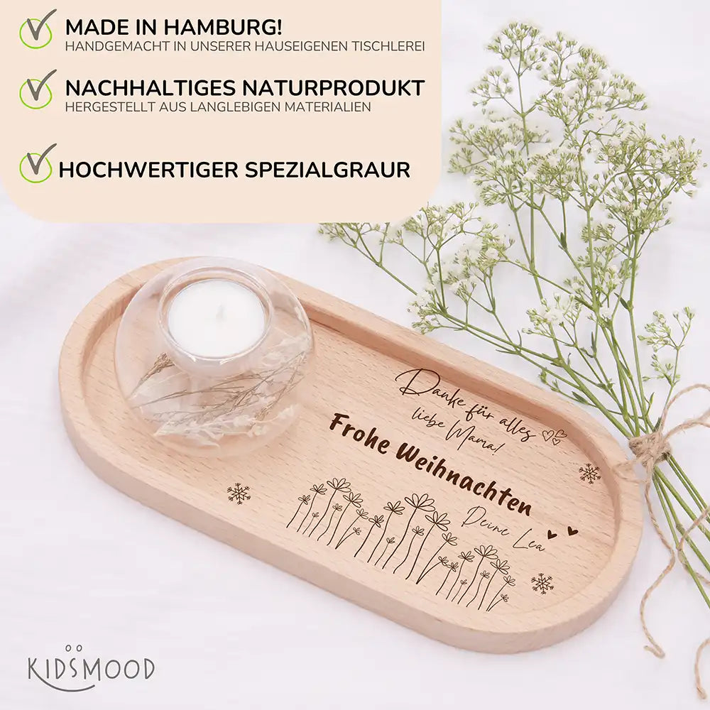 Holz-Serviertablett Mama-Weihnachtsgeschenk - Danke Mama