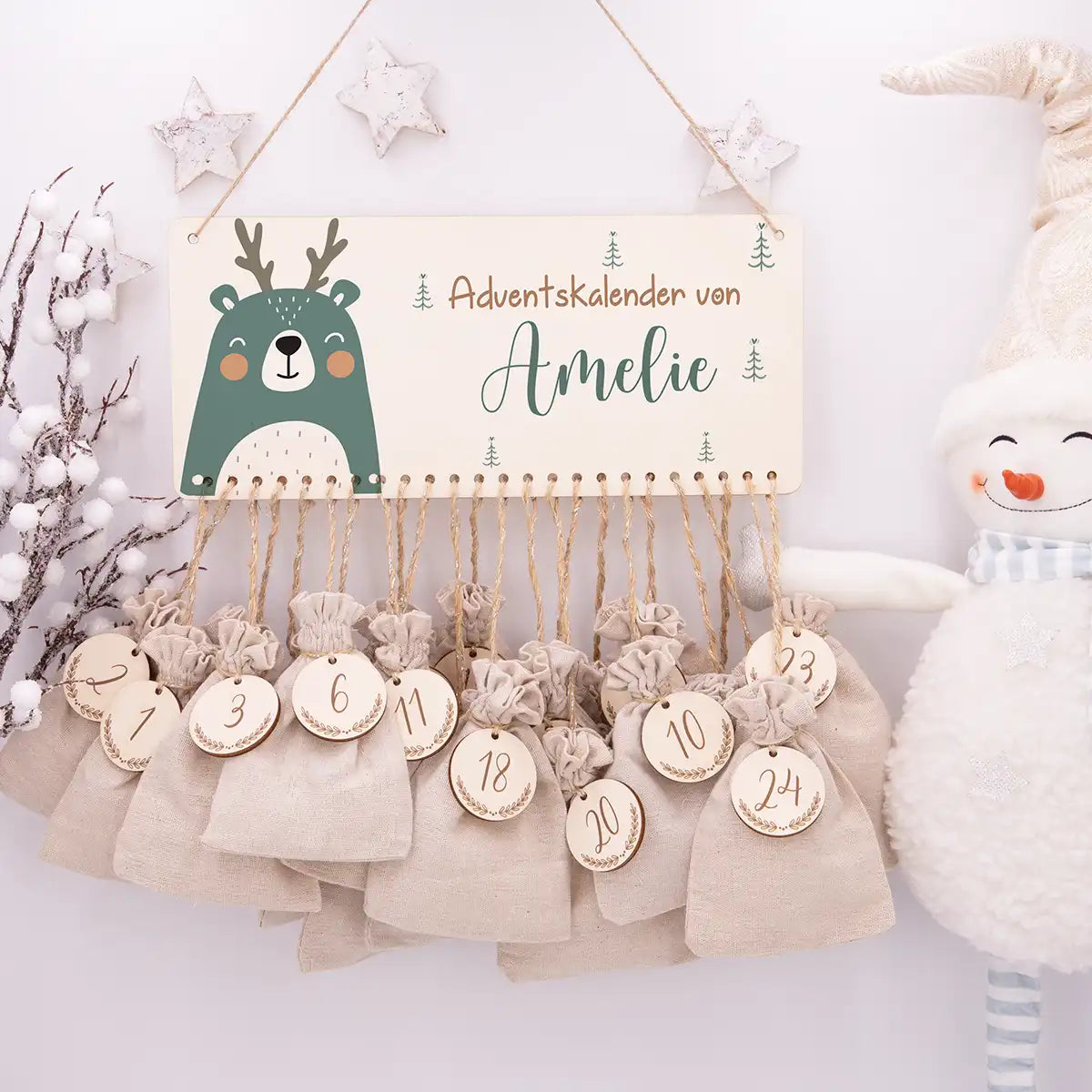 Personalisierbarer Adventskalender farbig - Rentier