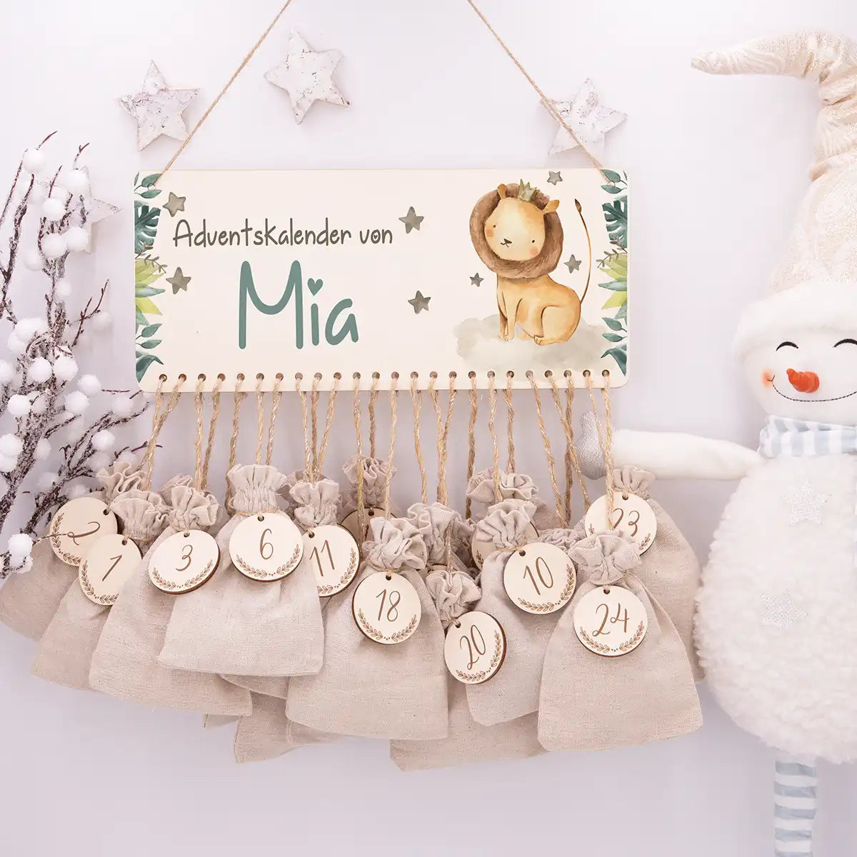 Personalisierbarer Adventskalender farbig - Safari Löwe
