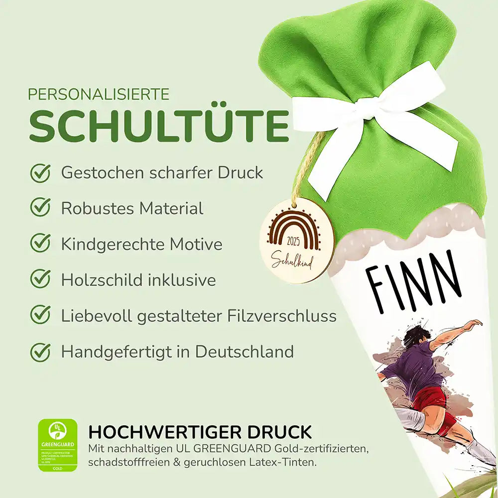 Personalisierte Schultüte mit Namen -  Fußballer