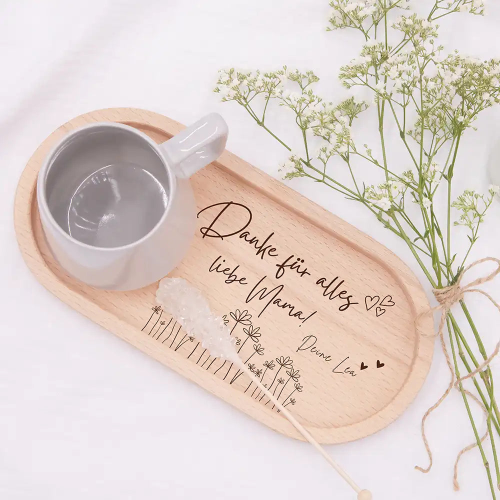 Personalisiertes Holz-Serviertablett "Danke Mama" | Muttertagsgeschenk