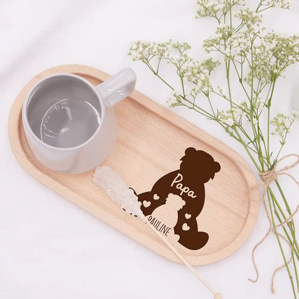 Personalisiertes Holz-Serviertablett "Papa-Bär" - Vatertag Geschenk