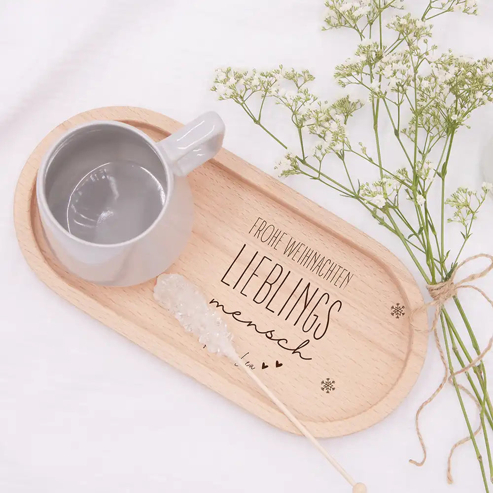 Holz-Serviertablett Papa-Weihnachtsgeschenk - Frohe Weihnachten Lieblingsmensch
