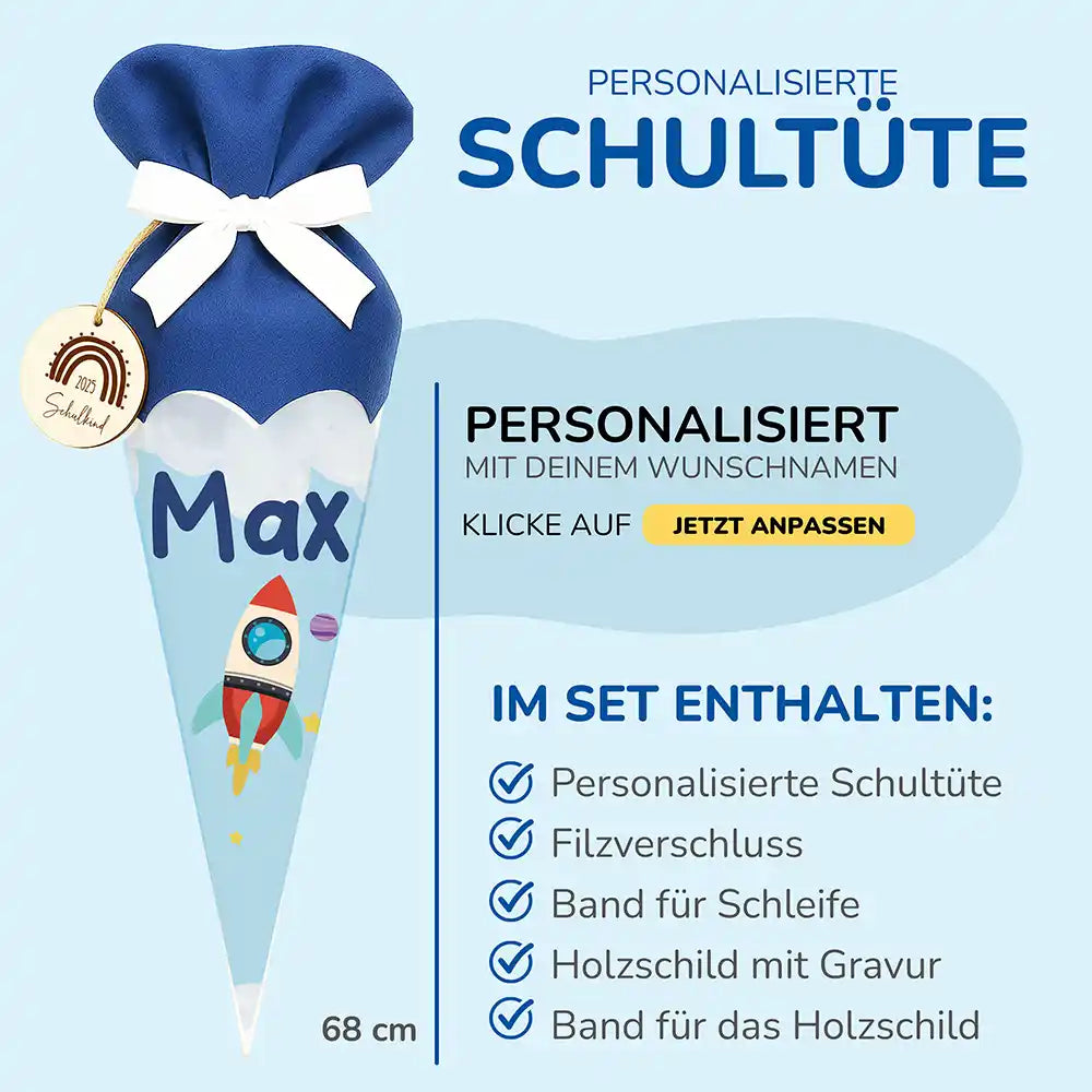 Personalisierte Schultüte mit Namen - Weltall