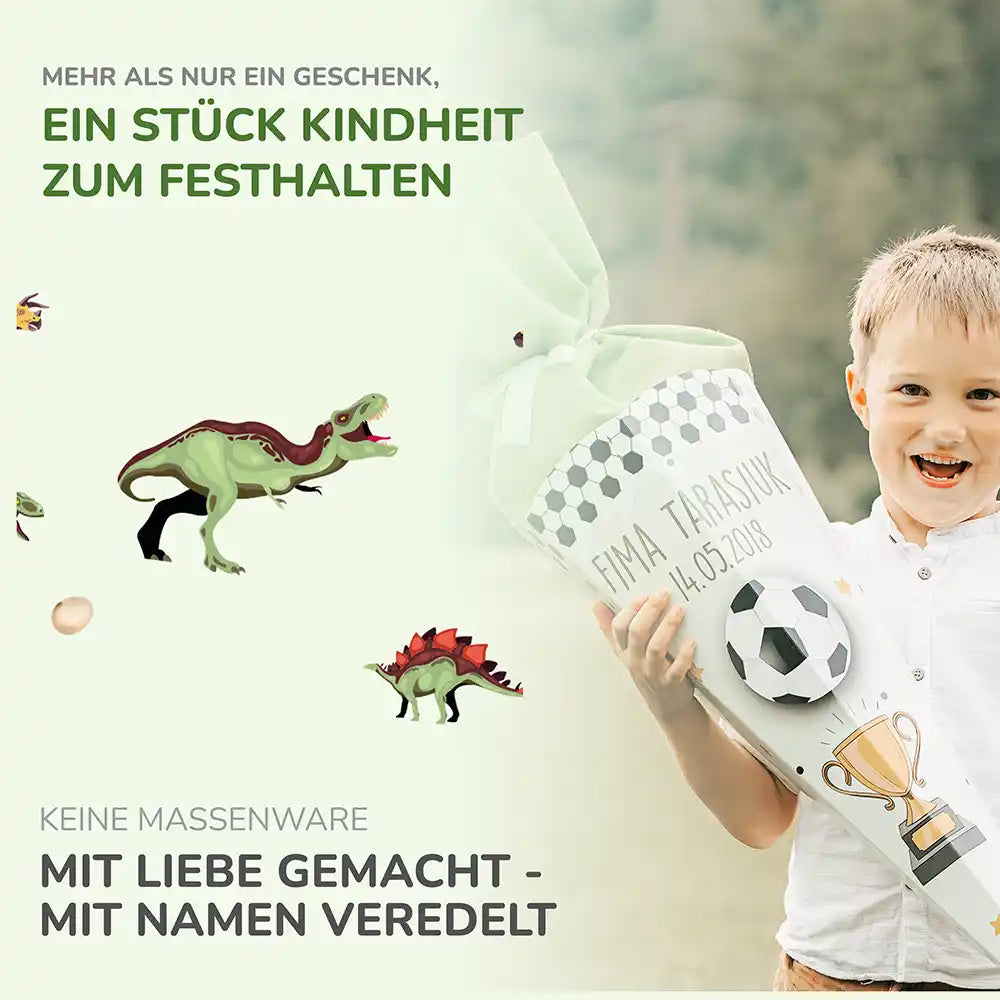 Personalisierte Schultüte mit Namen - Dino