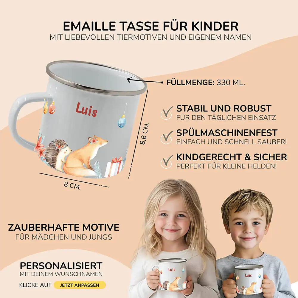 Emaille Tasse personalisiert Weihnachten - Weihnachtsglück