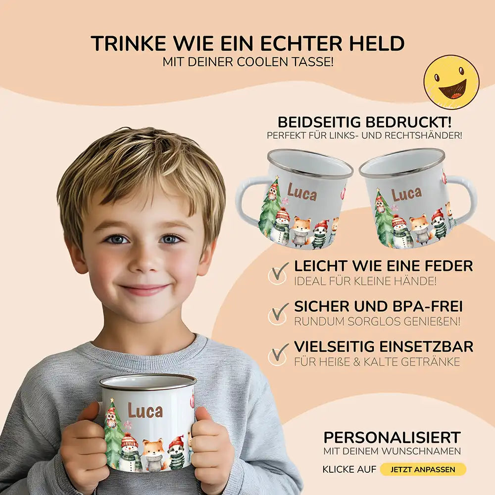 Emaille Tasse personalisiert Weihnachten - Stimmungsvolle Weihnachten