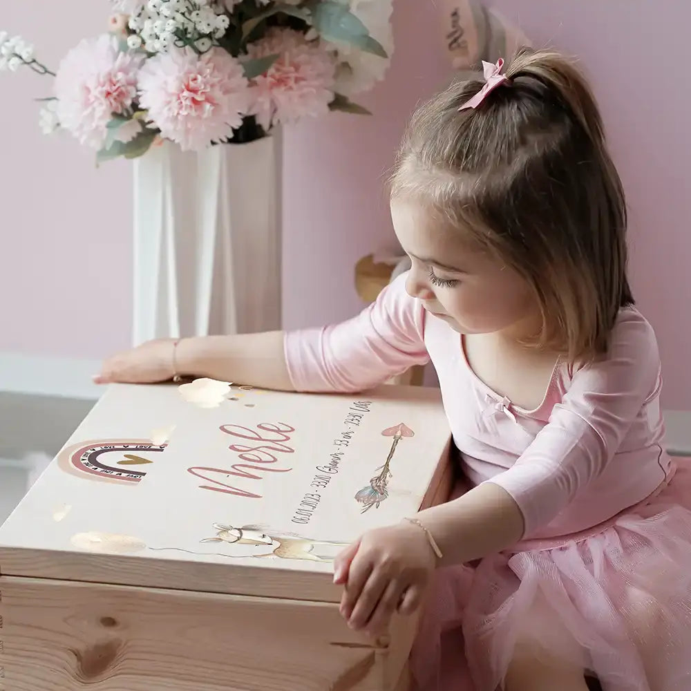 Erinnerungsbox Baby - Reh Regenbogen Boho