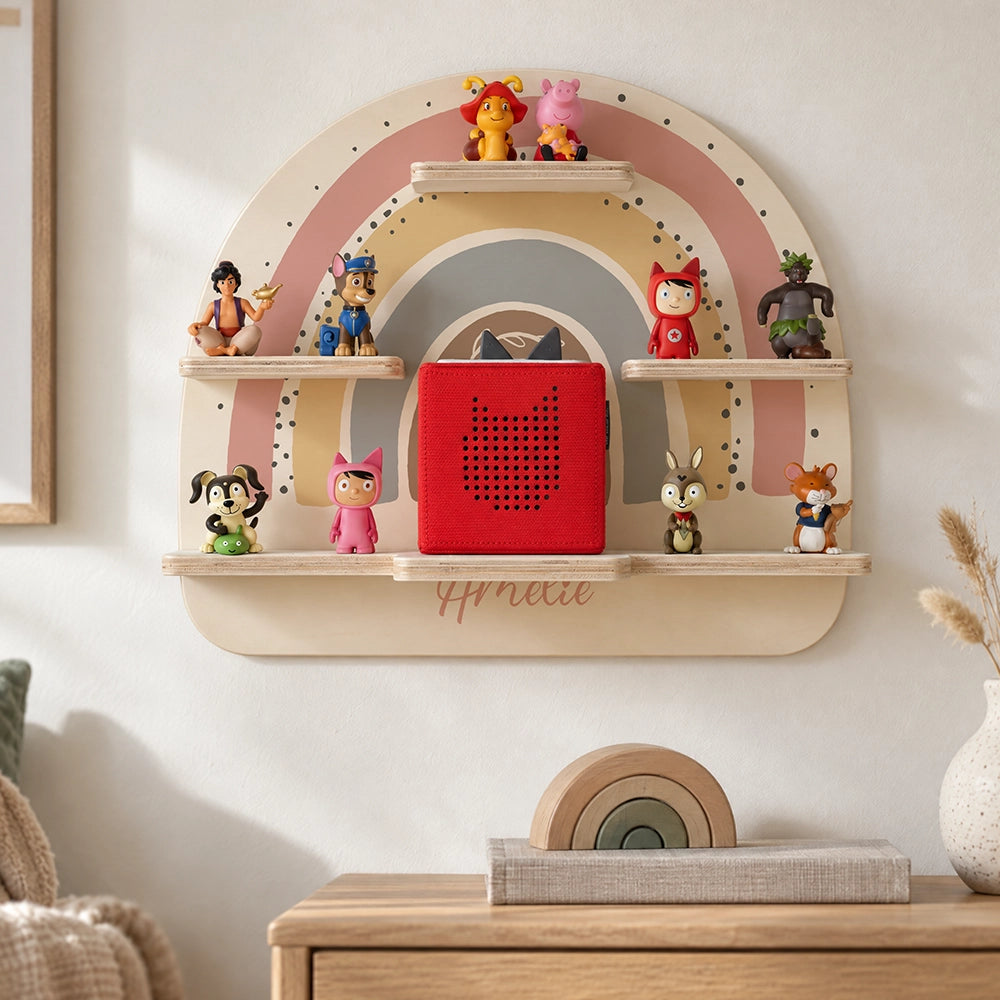 Tonie Regal aus Holz, Toniebox Regal personalisiert Regenbogen 6