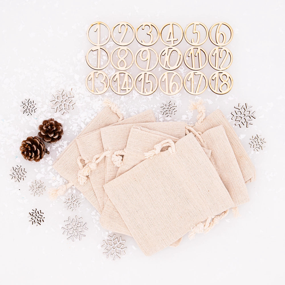 Personalisierter runder Adventskalender Kinder aus Holz  - Winterwaldtiere