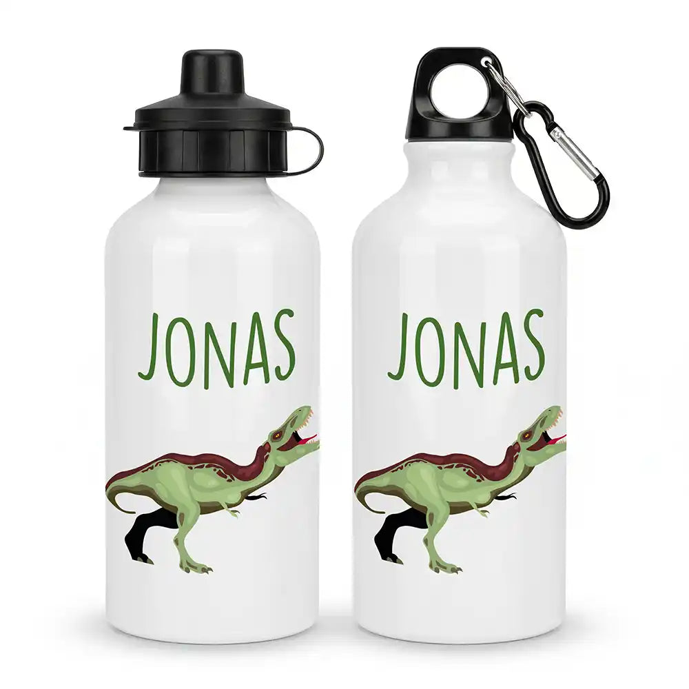 Personalisierte Trinkflasche Kinder Dino T-Rex – Alu 500 ml Hauptbild mit Wunschname