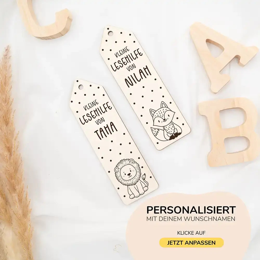 lesehilfe mit löwen motiv und individuellem namen