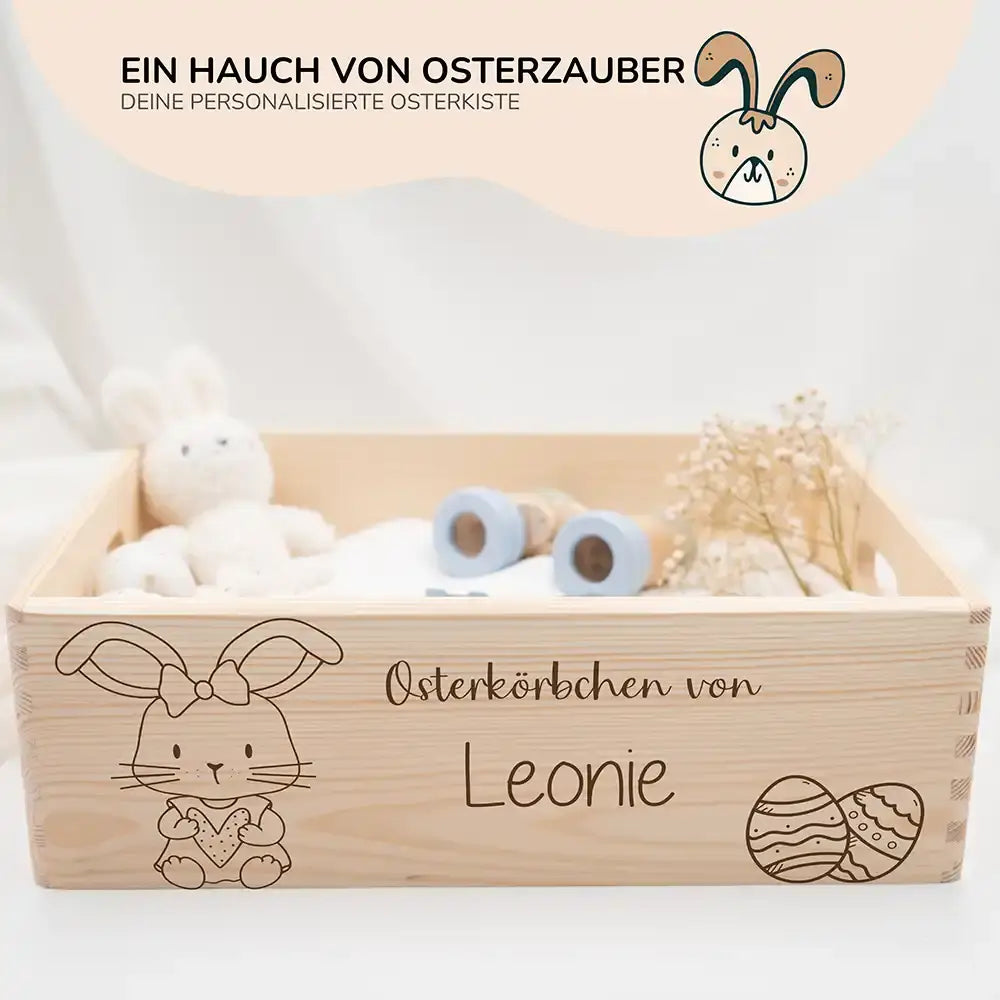 Osterkiste Holz personalisiert - Hasenmädchen