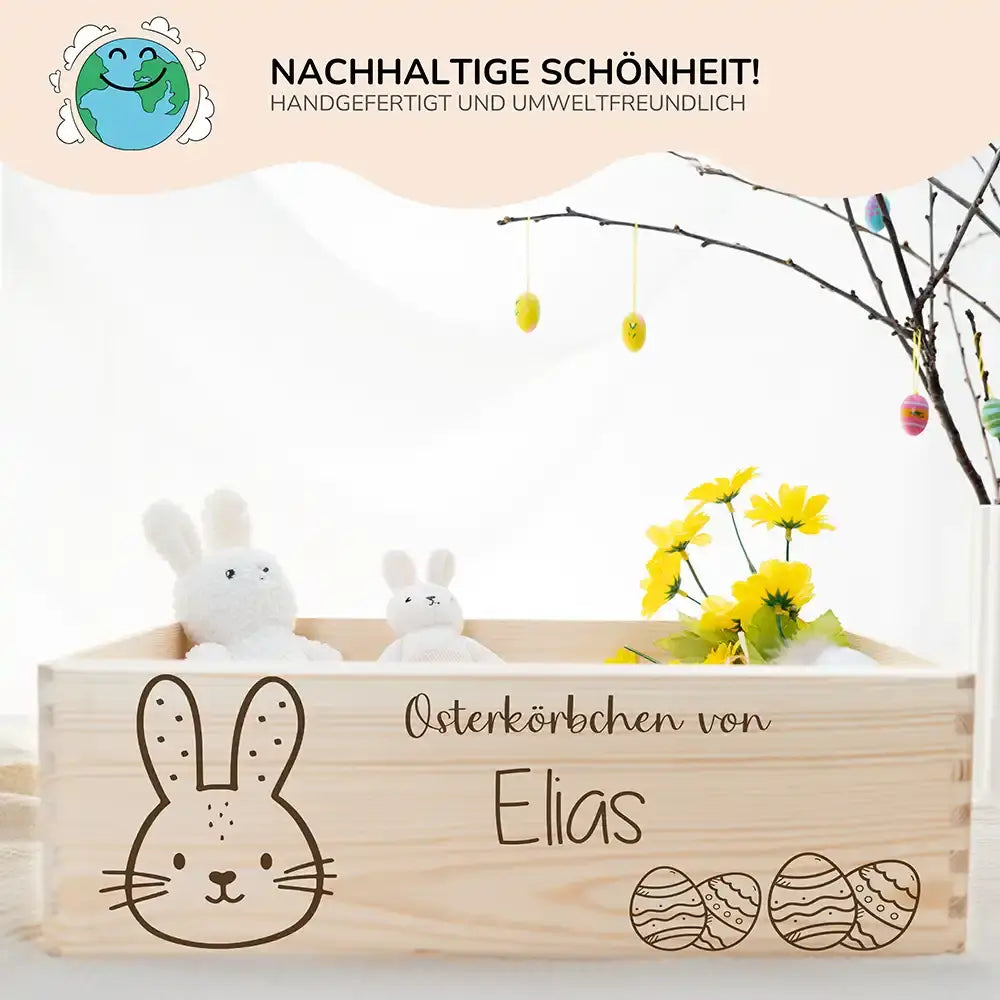 Osterkiste Holz personalisiert - Häschenschatz