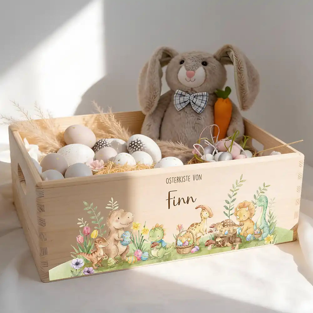 Osterkiste Holz personalisiert - Osterglück