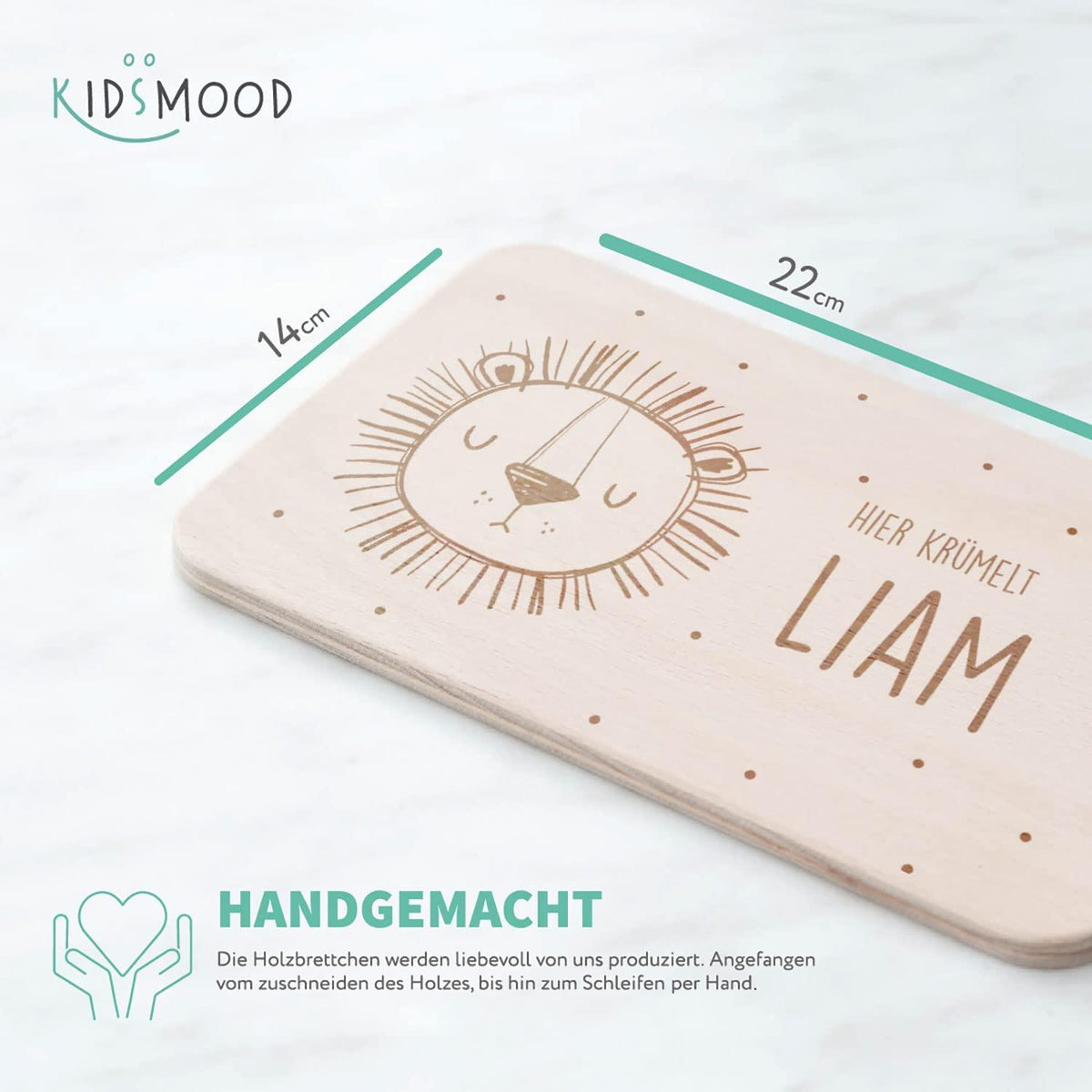 detailed view of personalized breakfast board with design