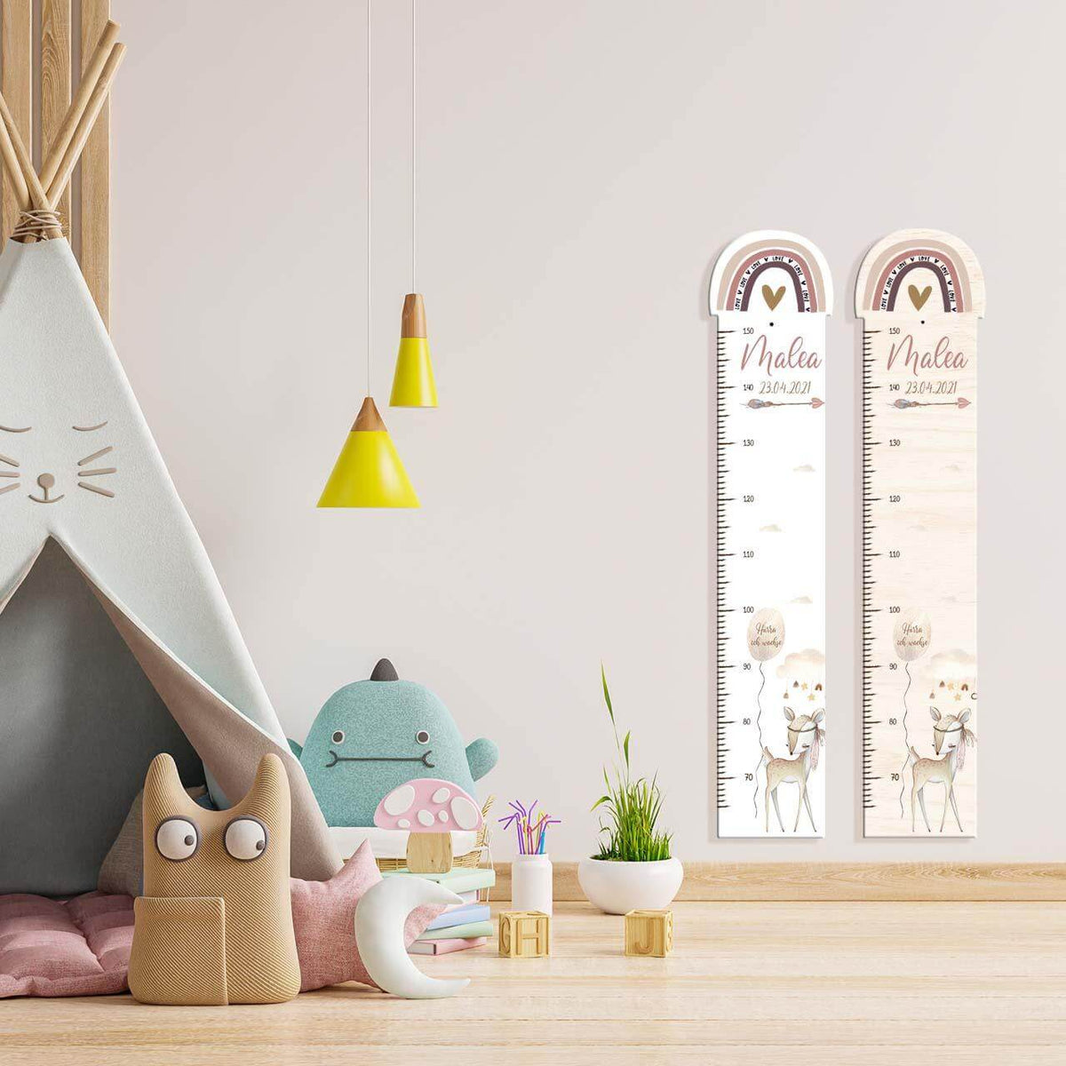 high-quality personalized deer and rainbow height chart