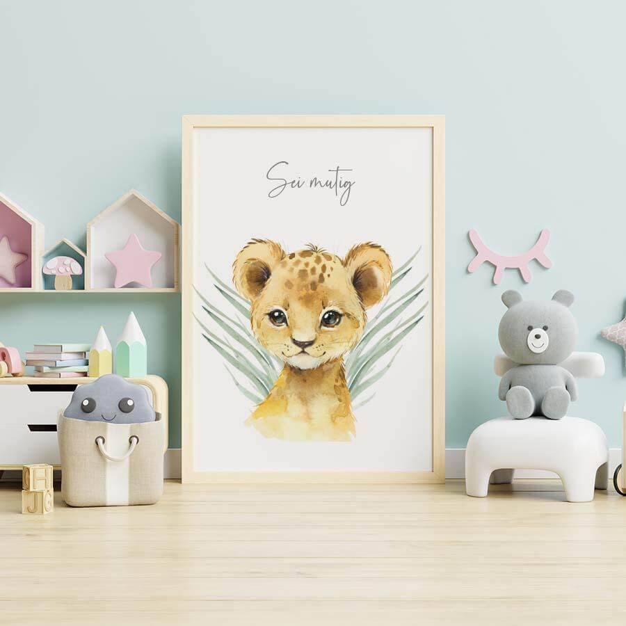 motivational tiger poster with 'Sei Stark' message for kids
